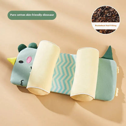 Infant Head Shaping Pillow with Adjustable Side Cushions and Buckwheat Filling