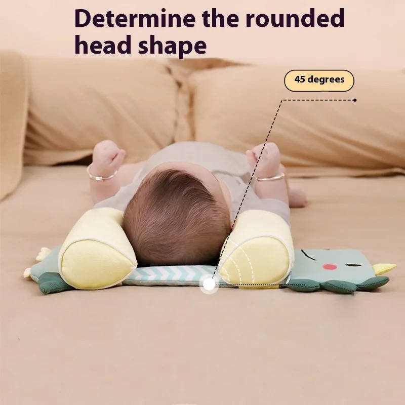 Infant Head Shaping Pillow with Adjustable Side Cushions and Buckwheat Filling
