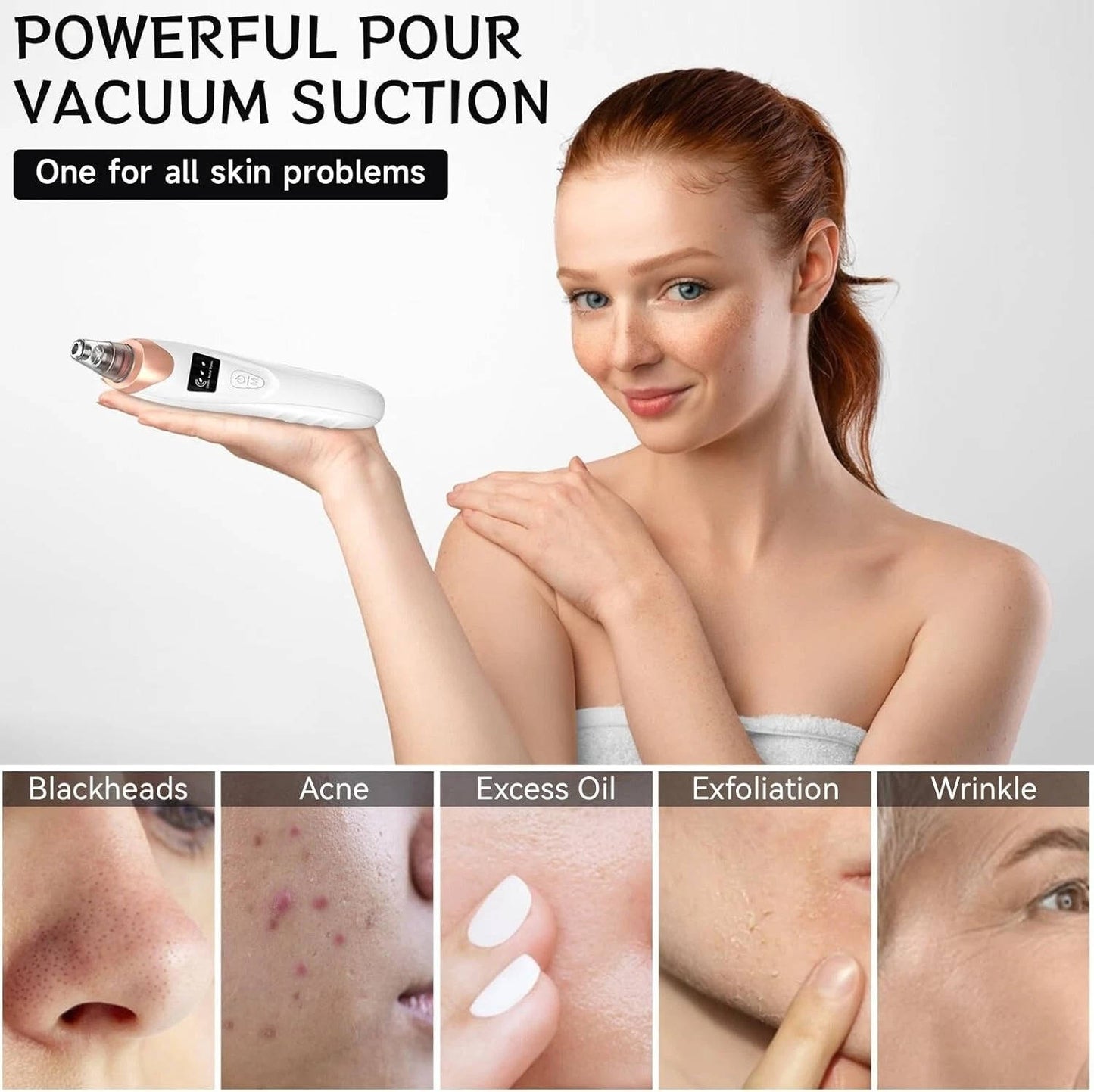 Rechargeable Facial Cleaning Device with Adjustable Suction