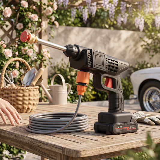 Battery-Powered Pressure Washer 380 PSI with Foam Soap Dispenser and Dual Batteries, 33ft Range