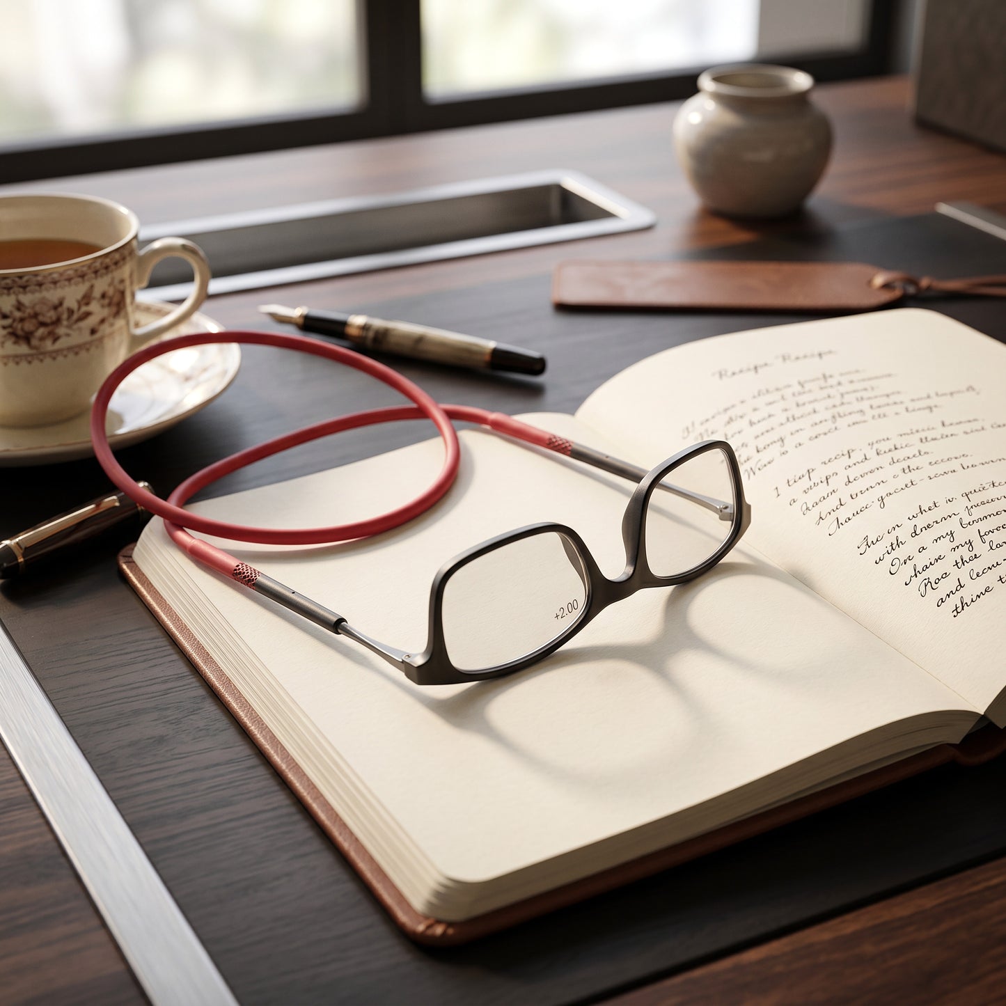 Magnetic Reading Glasses with Neck Loop and Split Bridge Design
