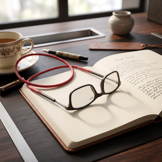 Magnetic Reading Glasses with Neck Loop and Split Bridge Design