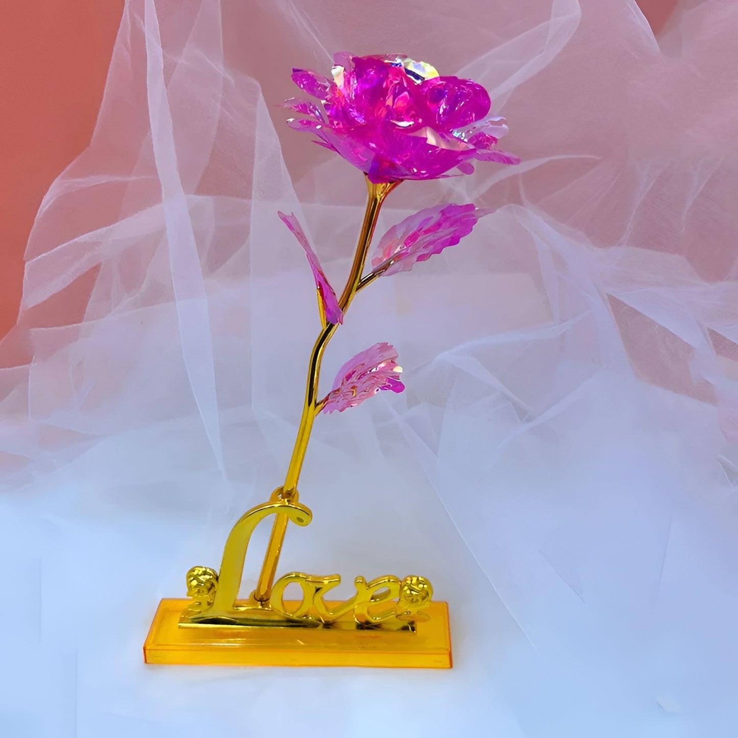 Holographic Rose with Hand-Placed Petals and Iridescent Coating