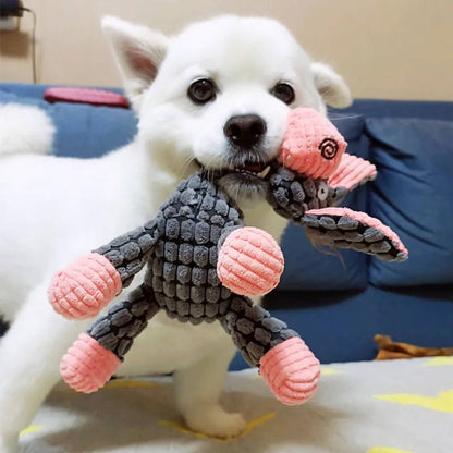 Plush Dog Toy with Reinforced Squeaker for Chewing and Fetch