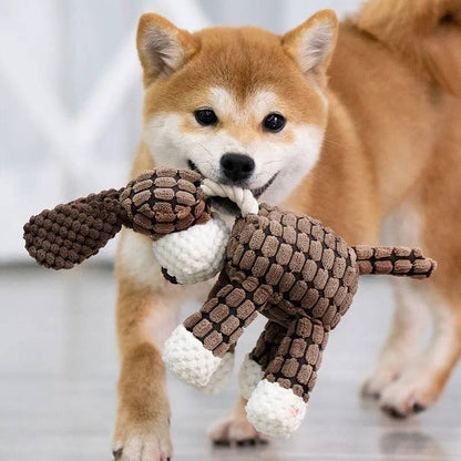 Plush Dog Toy with Reinforced Squeaker for Chewing and Fetch