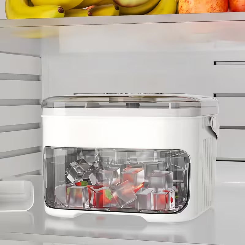 50 Cube Ice Maker Tray, Double Layer Ice Box with Easy Press Lid for Freezer Storage