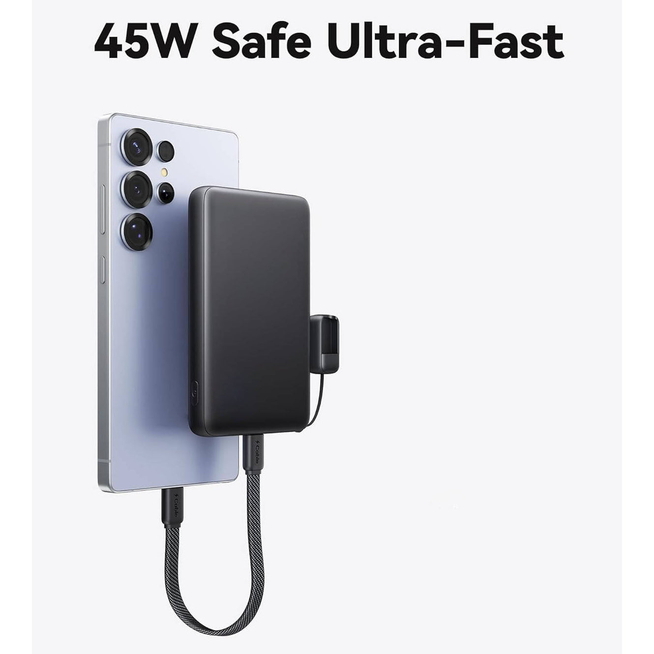 10000mAh Portable Charger with 45W Output and Built In USB-C Cable