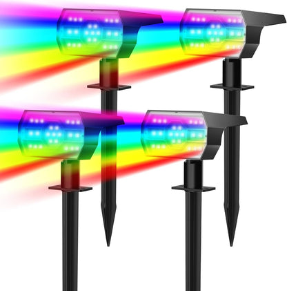 Outdoor Solar Spotlights with 56 LEDs and 3 Brightness Modes, Set of 4