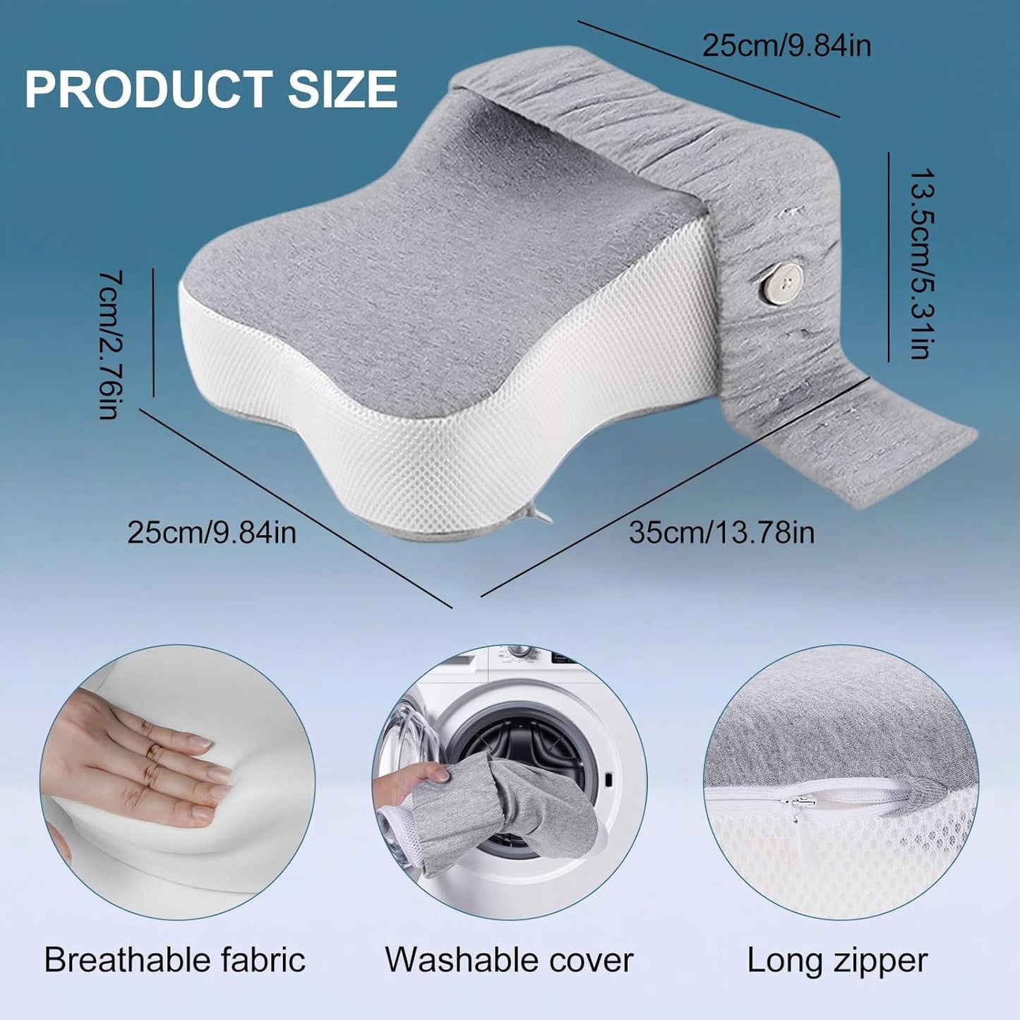 Adjustable Leg Pillow with Memory Foam for Knee and Side Sleep Comfort