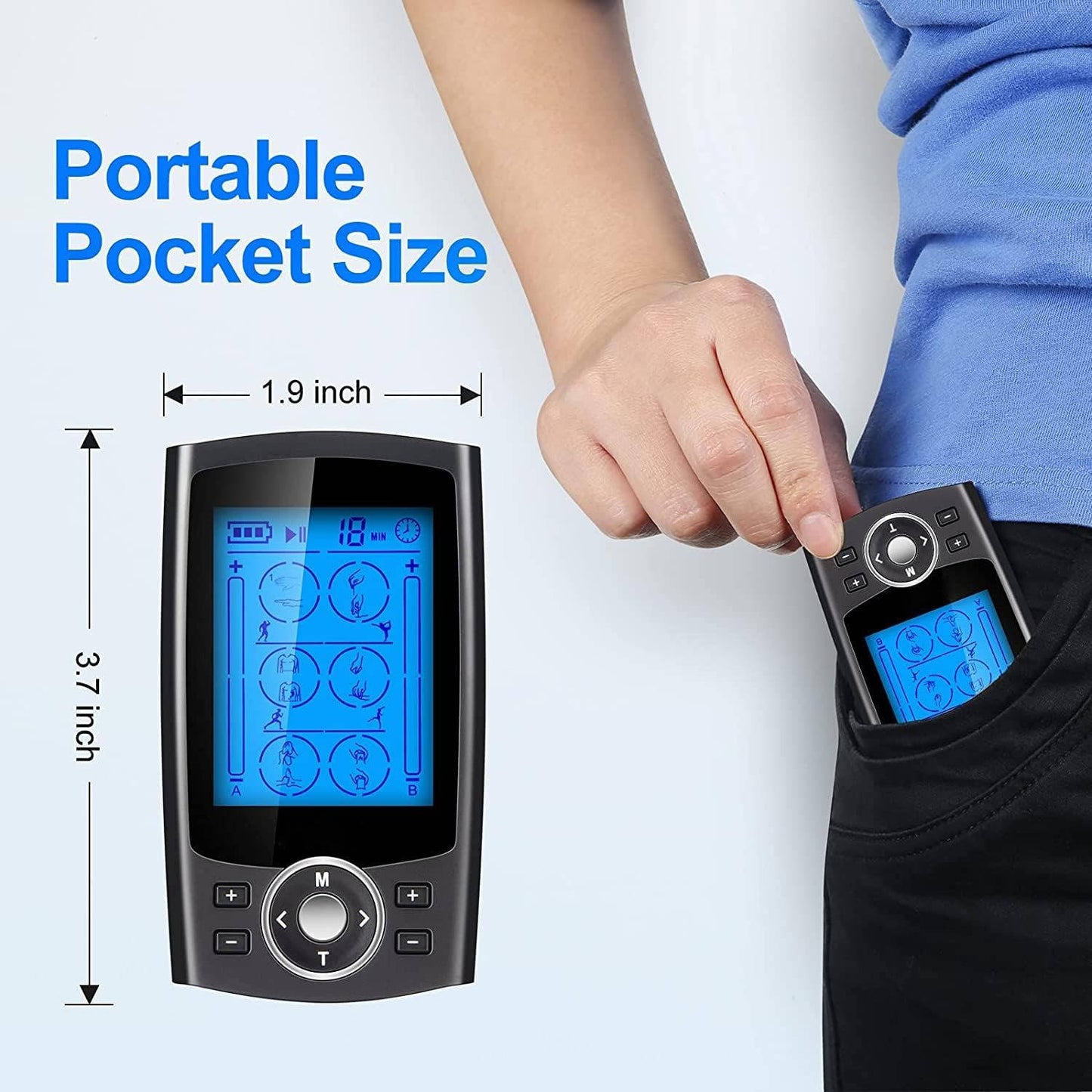 24 Mode TENS EMS Muscle Stimulator with Dual Channel and 10 Electrode Pads