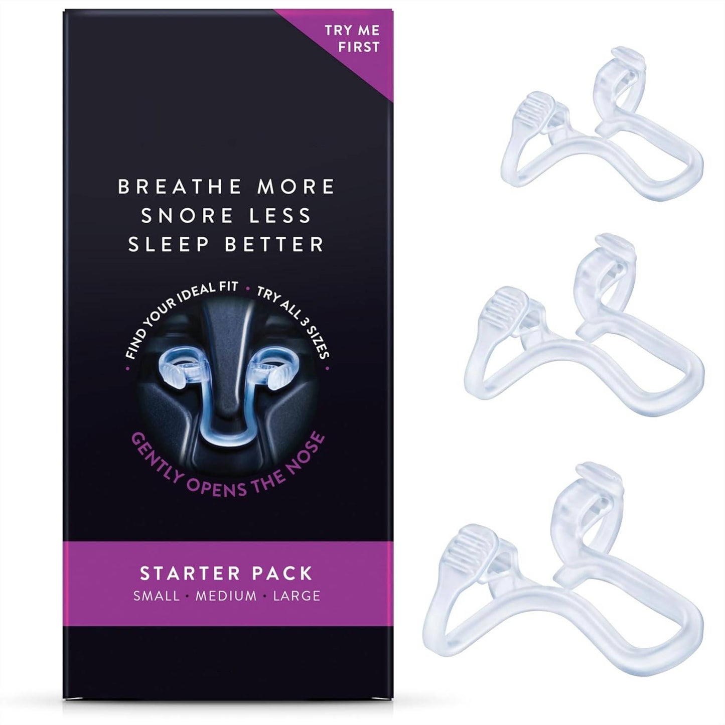 Reusable Nasal Dilator for Breathing and Snoring Support During Sleep, Set of 3