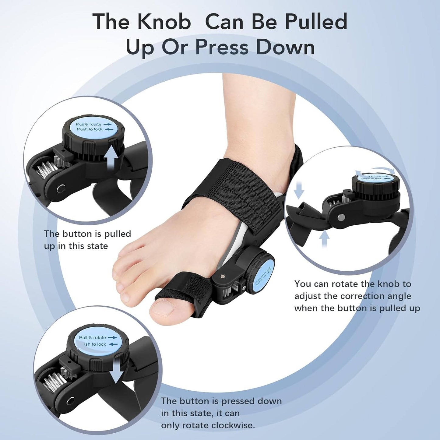 Adjustable Toe Support Brace with Knob System and Silicone Padding
