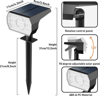 Outdoor Solar Spotlights with 56 LEDs and 3 Brightness Modes, Set of 4