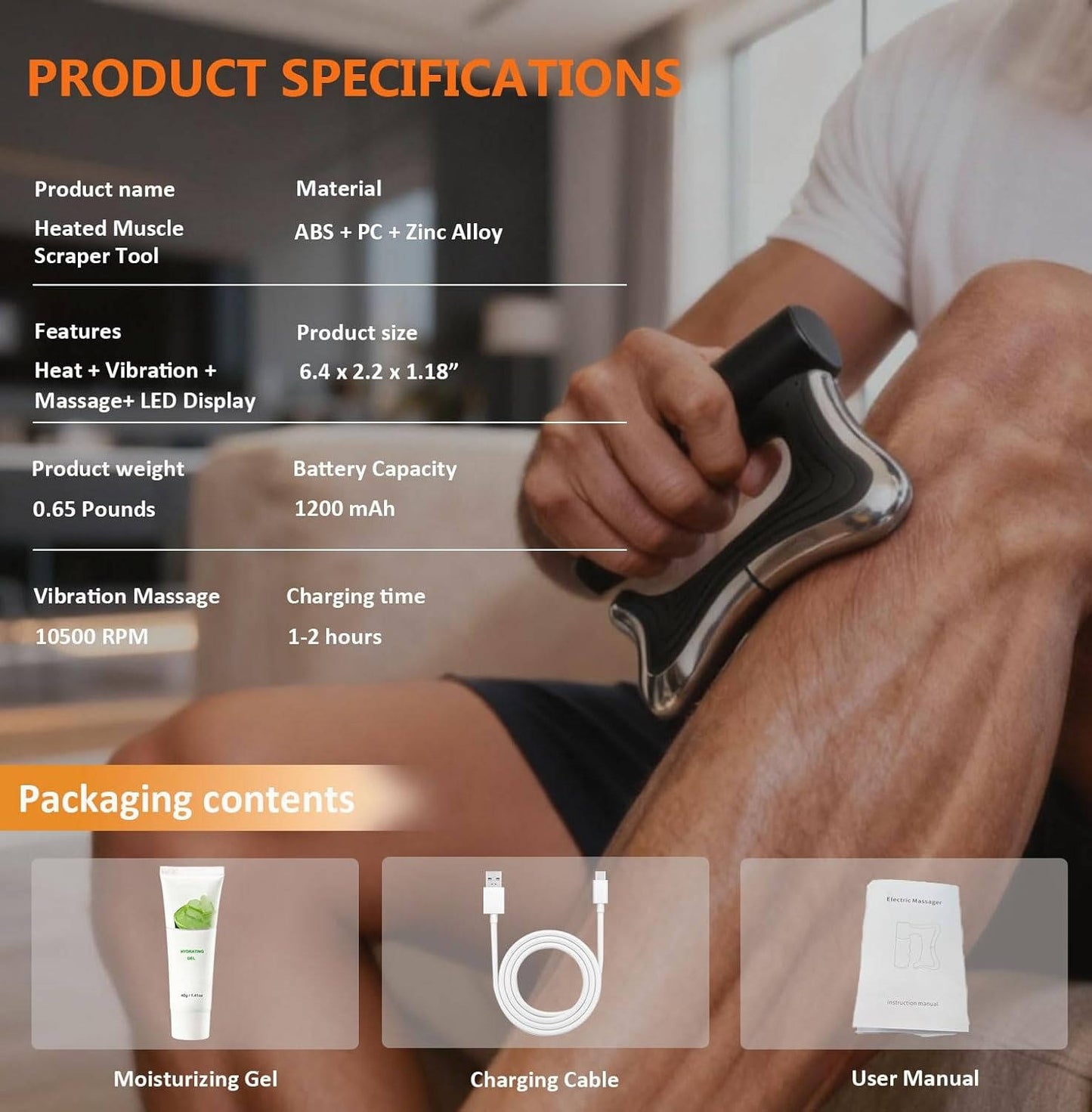 Electric Muscle Scraper Support Tool with Heat, Vibration and LED Display