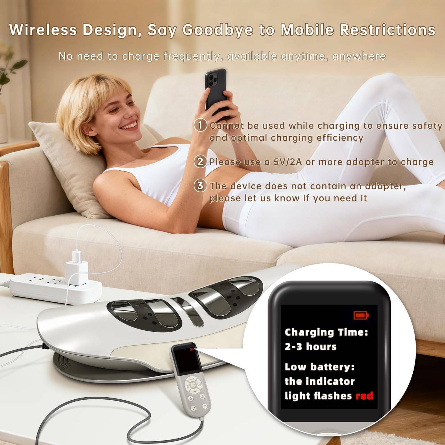 Lower Back Massager with Airbag Support Heat and Vibration Modes