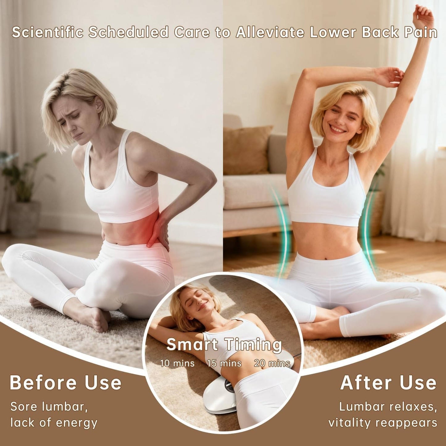 Lower Back Massager with Airbag Support Heat and Vibration Modes