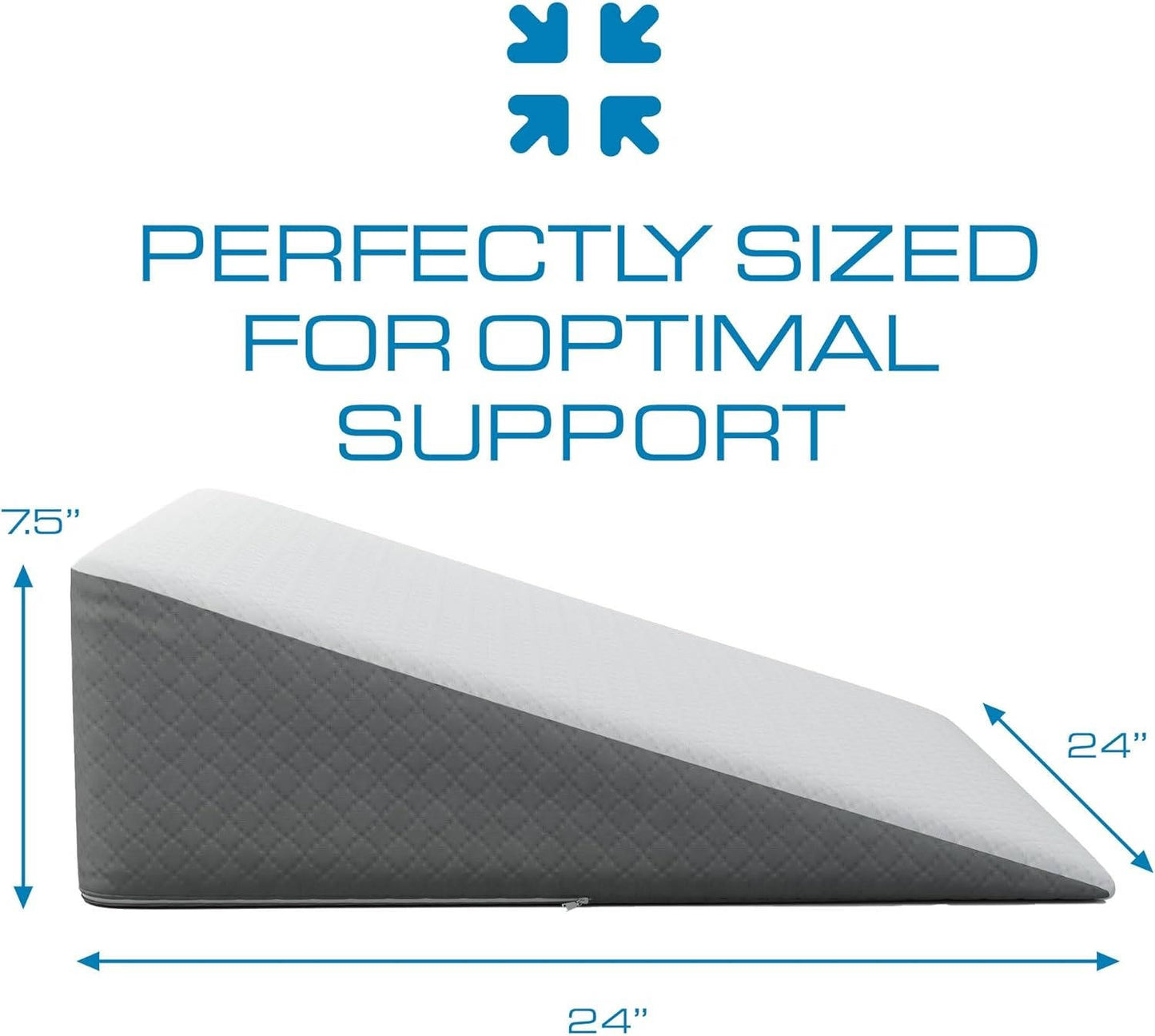 Wedge Pillow with Memory Foam and Washable Cover for Bed Support