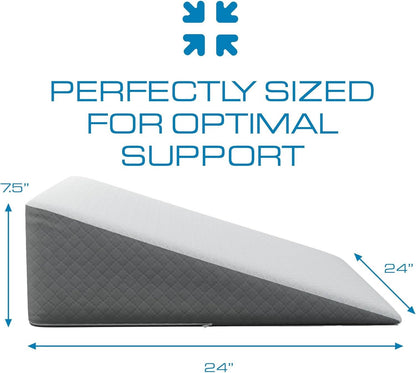 Wedge Pillow with Memory Foam and Washable Cover for Bed Support