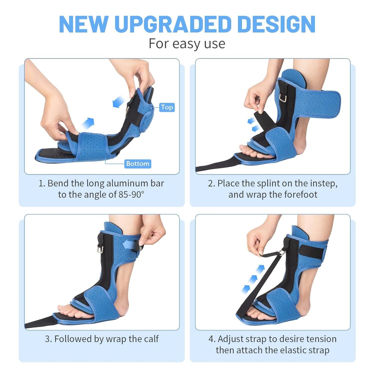 Foot Night Splint with Aluminum Bar for Plantar Fasciitis Support