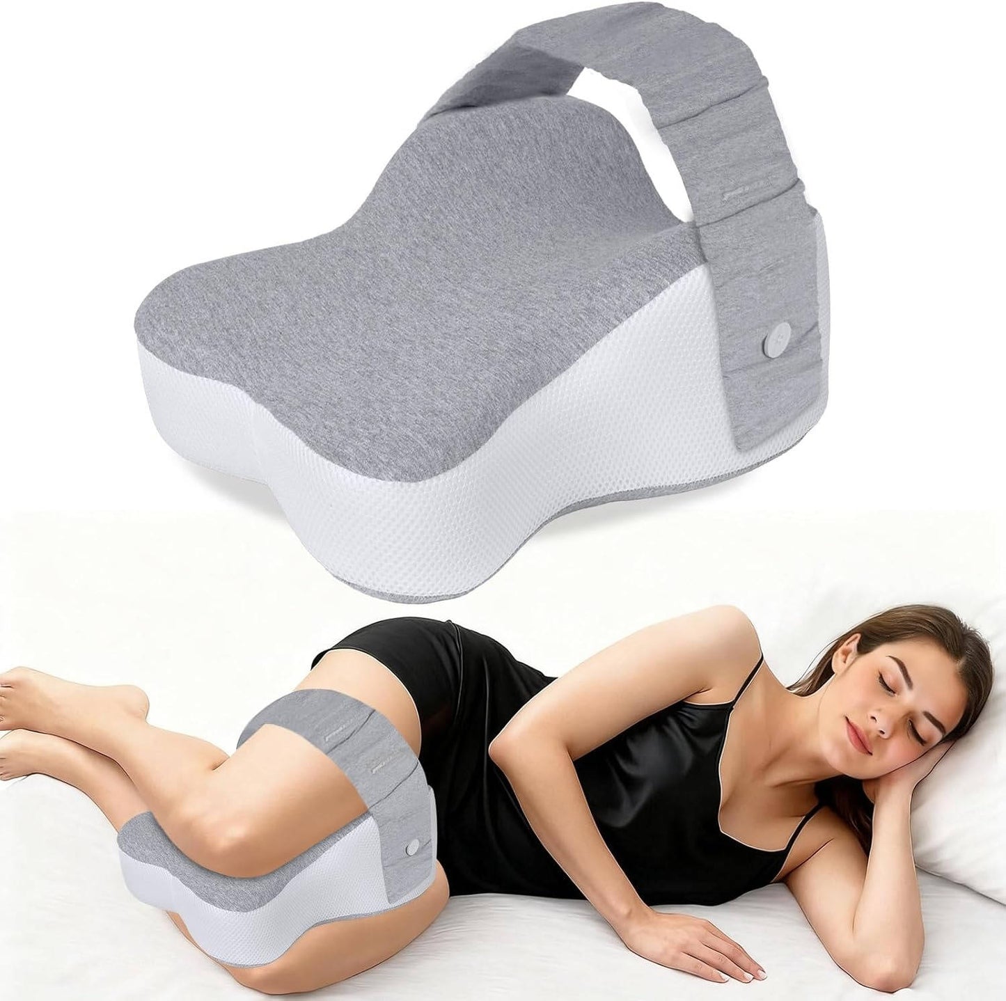 Adjustable Leg Pillow with Memory Foam for Knee and Side Sleep Comfort