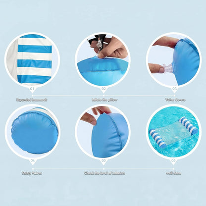 Adult Pool Floats with 4 in 1 Water Hammock Lounge Design, 4 Pack