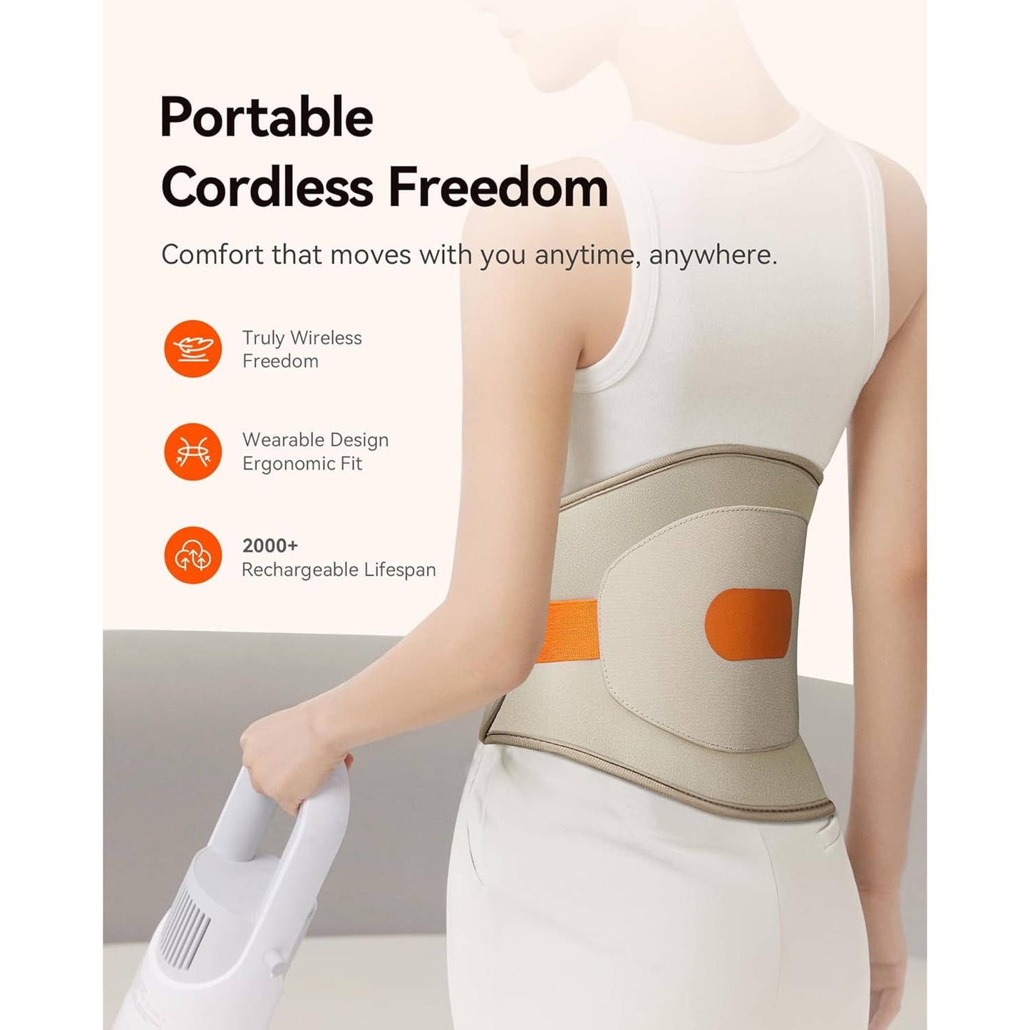 Rechargeable Heat Belt with Vibration and Adjustable Waist Strap