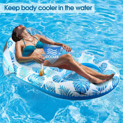 Extra Large Pool Lounge Float with Canopy, Cup and Phone Holders and Backrest Support
