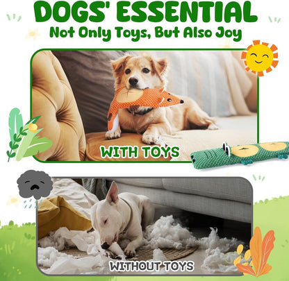 Reinforced Plush Dog Toys with Treat Pockets, 2 Piece