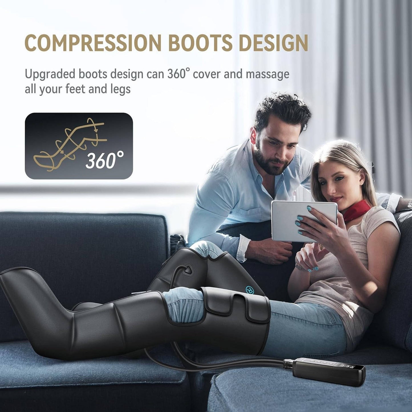 Wireless Air Compression Recovery Boots Support with 8 Chamber Leg Massage