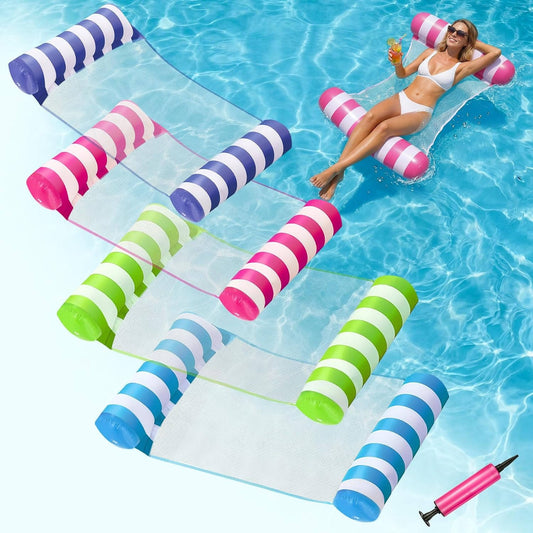 Adult Pool Floats with 4 in 1 Water Hammock Lounge Design, 4 Pack