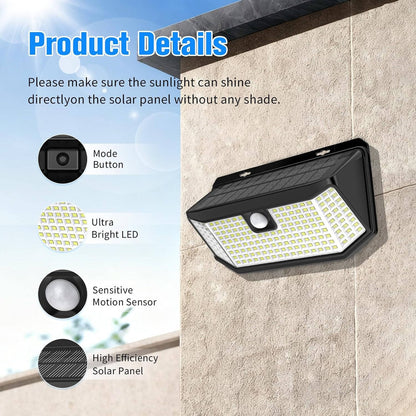 Solar Motion Sensor Lights with 182 LEDs for Yard and Garage, Set of 2