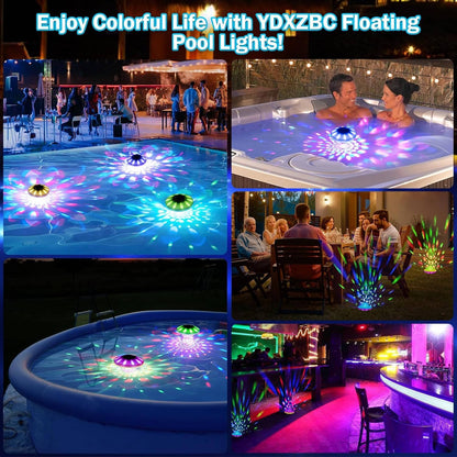 Rechargeable Floating Pool Lights with Remote Color Modes, 2 Pack