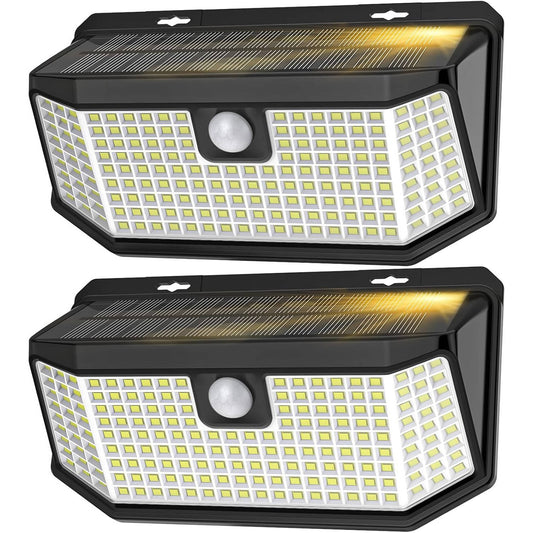 Solar Motion Sensor Lights with 182 LEDs for Yard and Garage, Set of 2