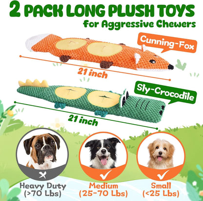 Reinforced Plush Dog Toys with Treat Pockets, 2 Piece