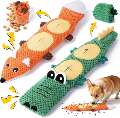 Reinforced Plush Dog Toys with Treat Pockets, 2 Piece