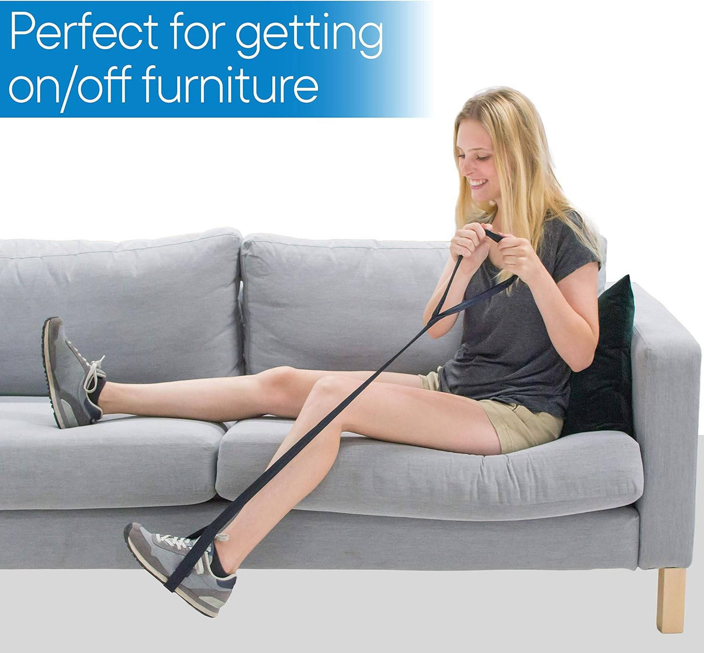Leg Lifter Strap with Foot Loop and Hand Strap 35 Inch Support Aid
