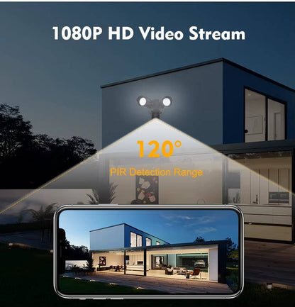Outdoor Floodlight with 2K Security Camera, Motion Sensor, 2300LM LED, Night Vision