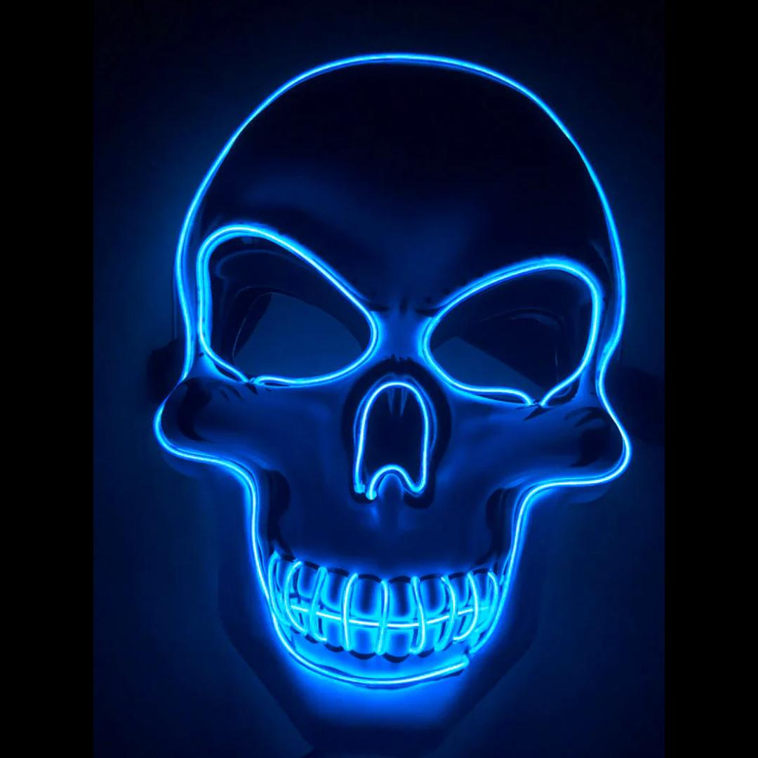 LED Skeleton Mask with Glow Lines and Color Changing Lights for Halloween