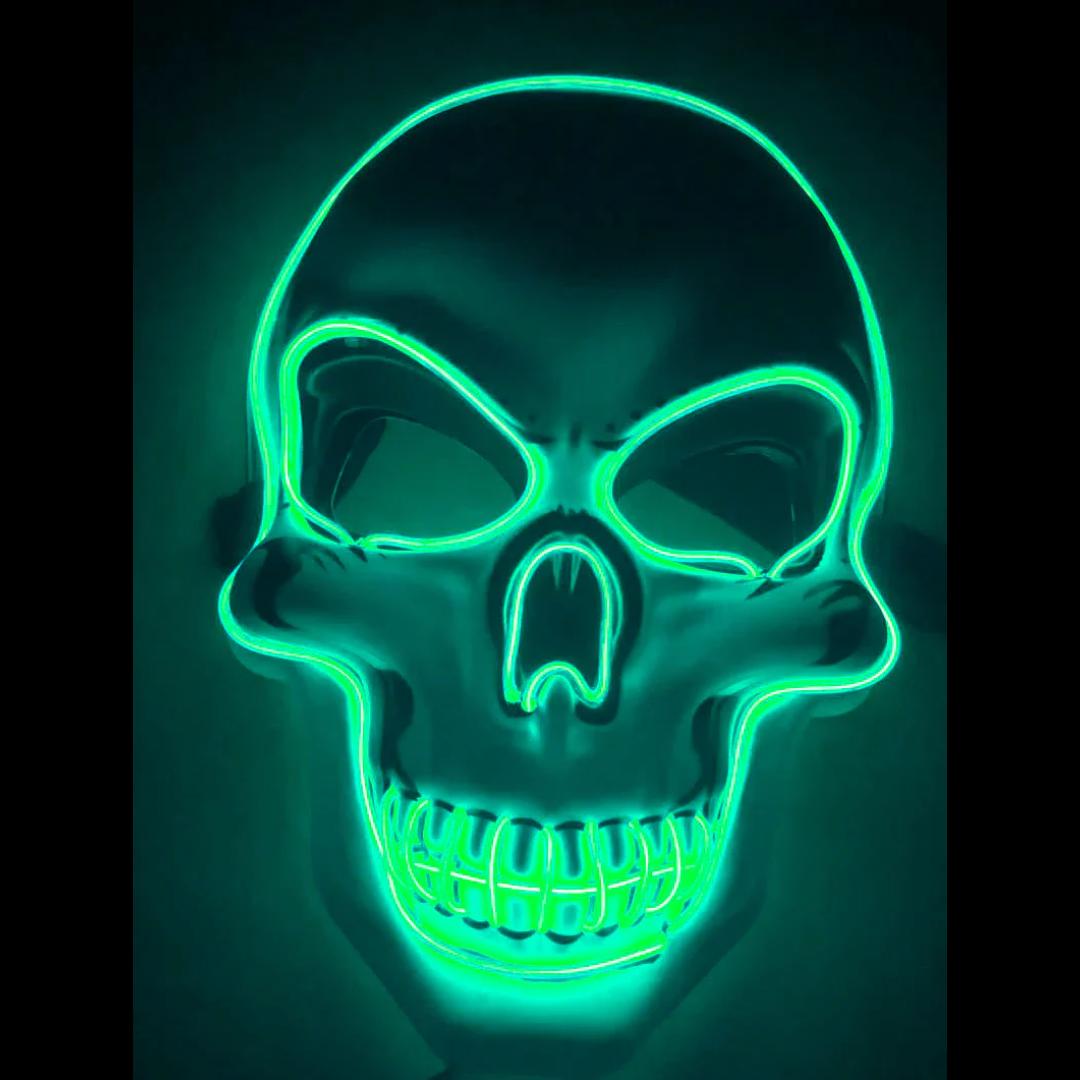 LED Skeleton Mask with Glow Lines and Color Changing Lights for Halloween