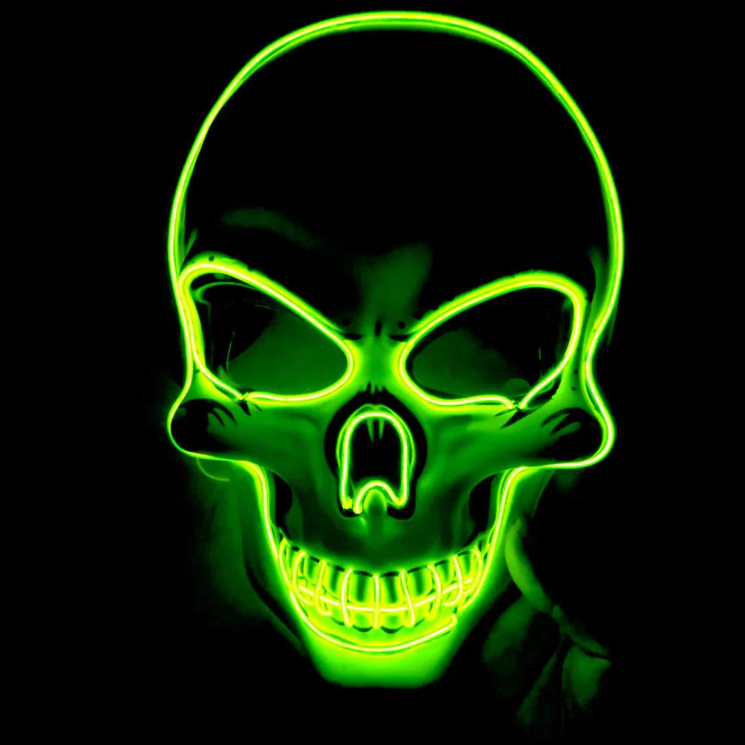 LED Skeleton Mask with Glow Lines and Color Changing Lights for Halloween