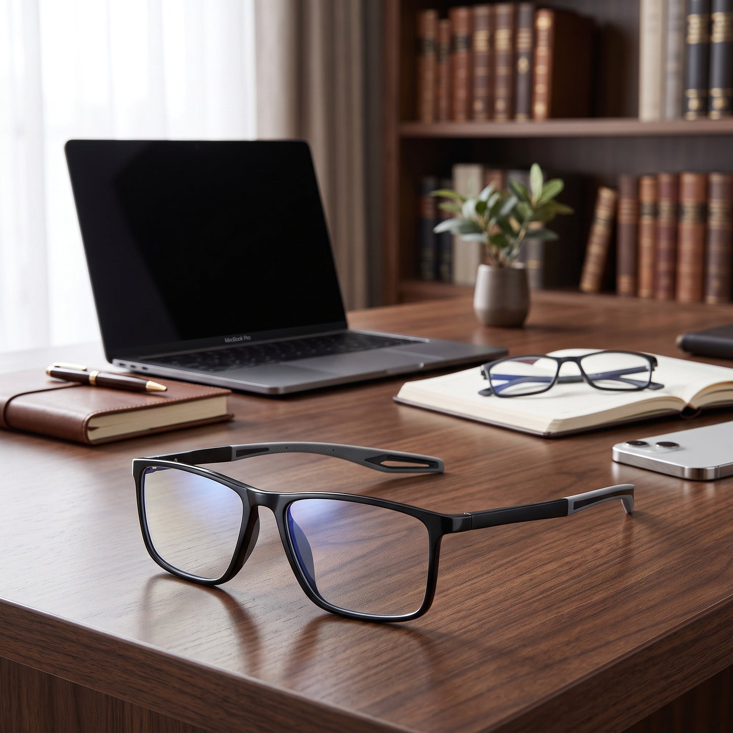 Progressive Reading Glasses with Blue Light Filter and Titanium Frame