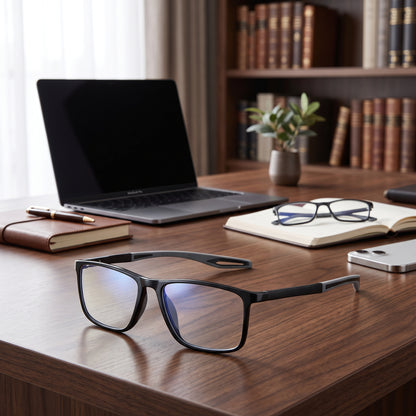 Progressive Reading Glasses with Blue Light Filter and Titanium Frame