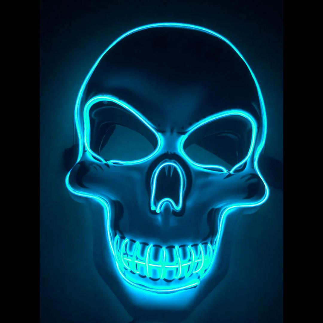 LED Skeleton Mask with Glow Lines and Color Changing Lights for Halloween