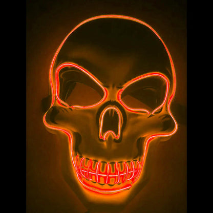 LED Skeleton Mask with Glow Lines and Color Changing Lights for Halloween