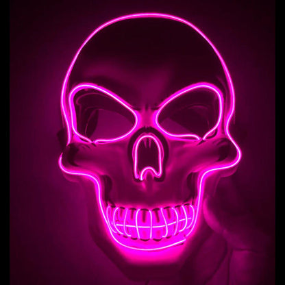 LED Skeleton Mask with Glow Lines and Color Changing Lights for Halloween