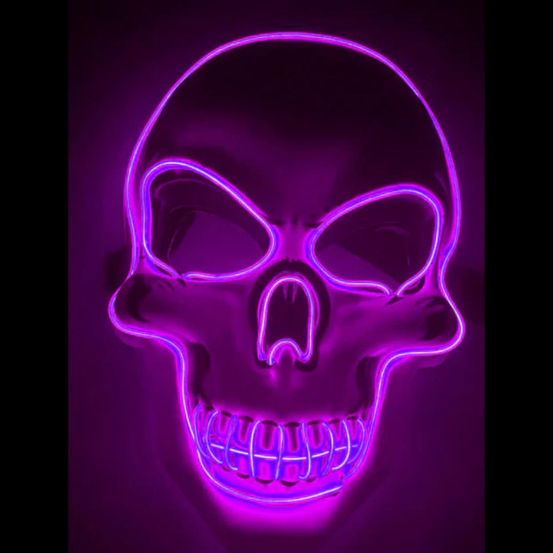 LED Skeleton Mask with Glow Lines and Color Changing Lights for Halloween