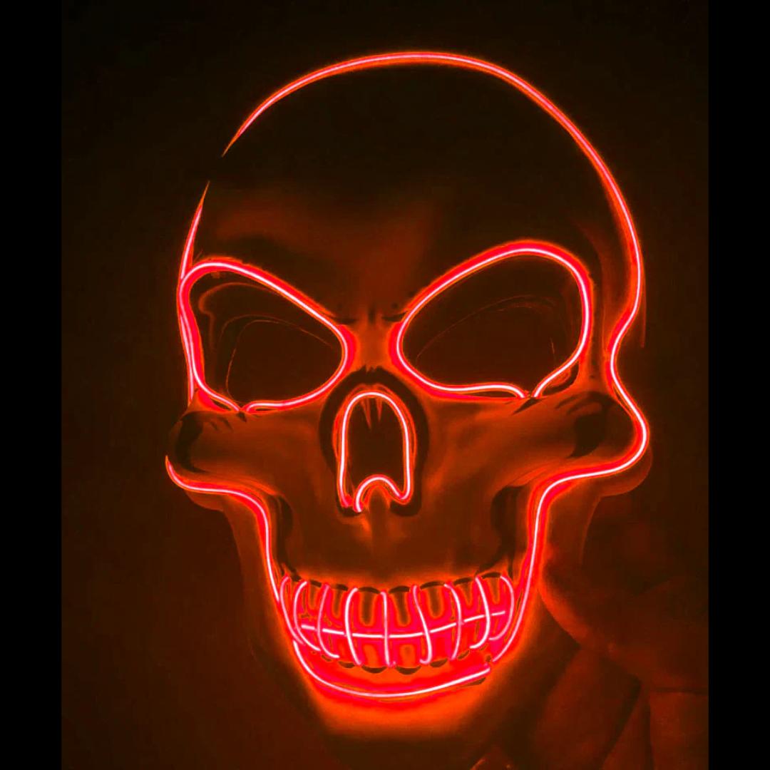 LED Skeleton Mask with Glow Lines and Color Changing Lights for Halloween