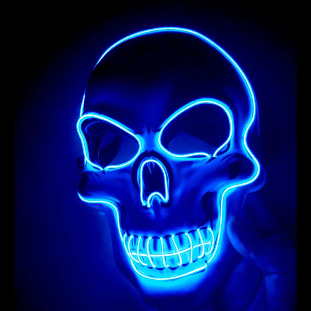 LED Skeleton Mask with Glow Lines and Color Changing Lights for Halloween