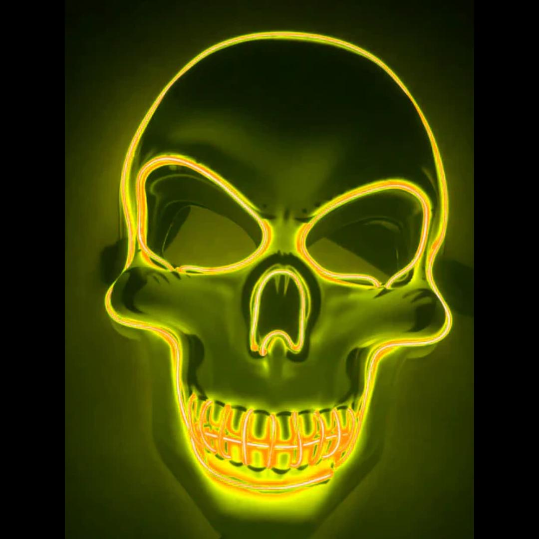 LED Skeleton Mask with Glow Lines and Color Changing Lights for Halloween