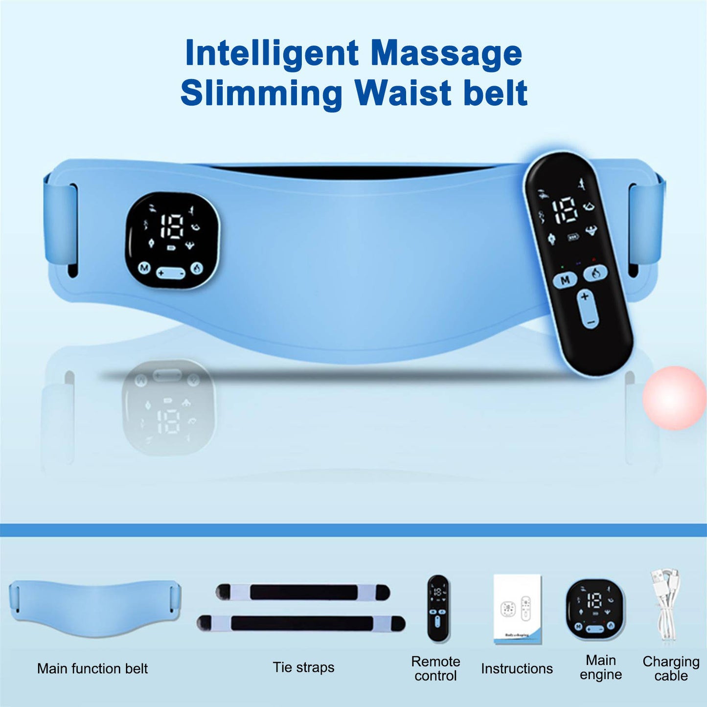 Rechargeable EMS Abdominal Belt with Heat Levels and Massage Modes